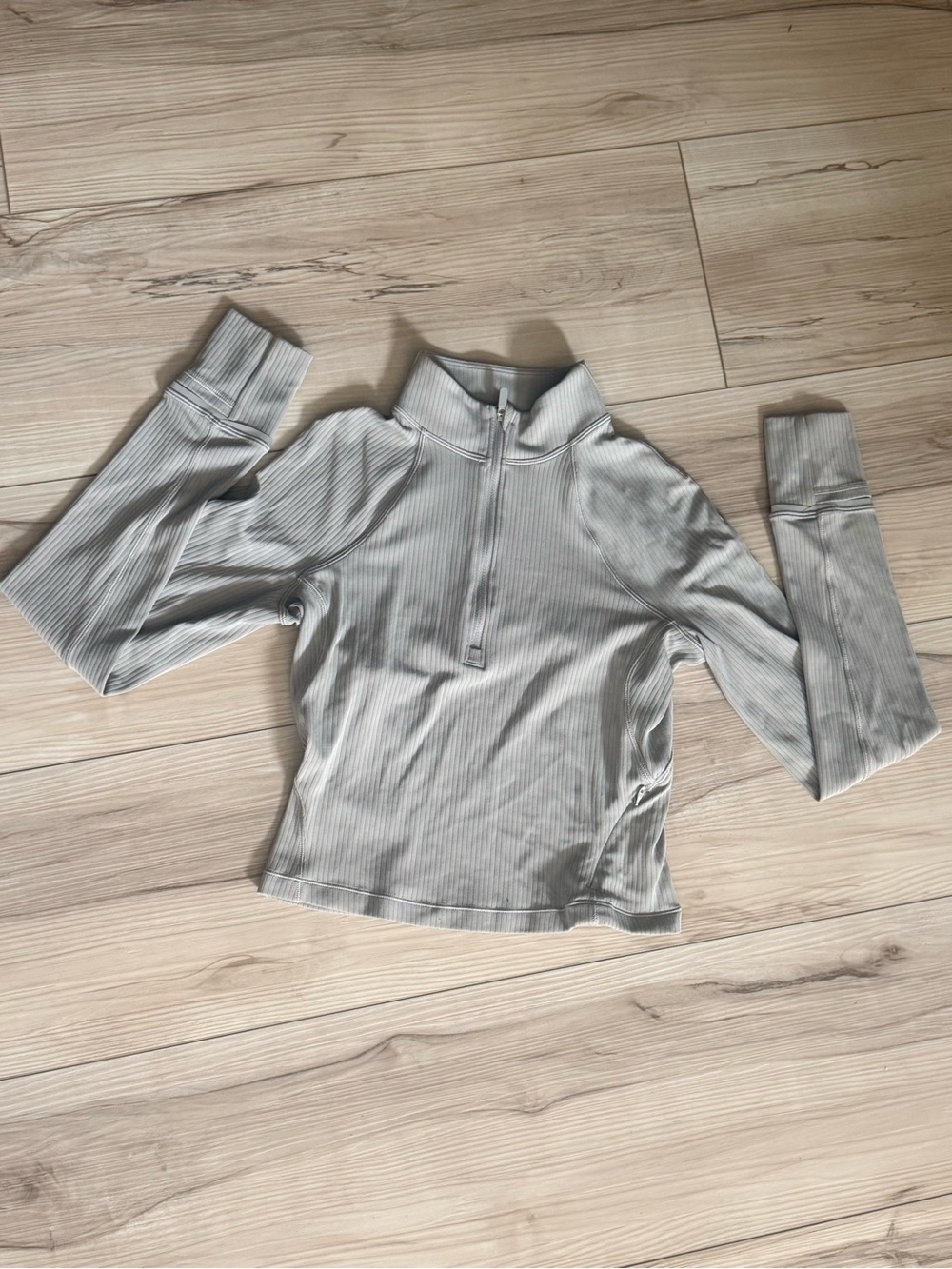 lululemon athletica Rulu Run Ribbed Half-Zip Long Sleeve Top - Light Gray